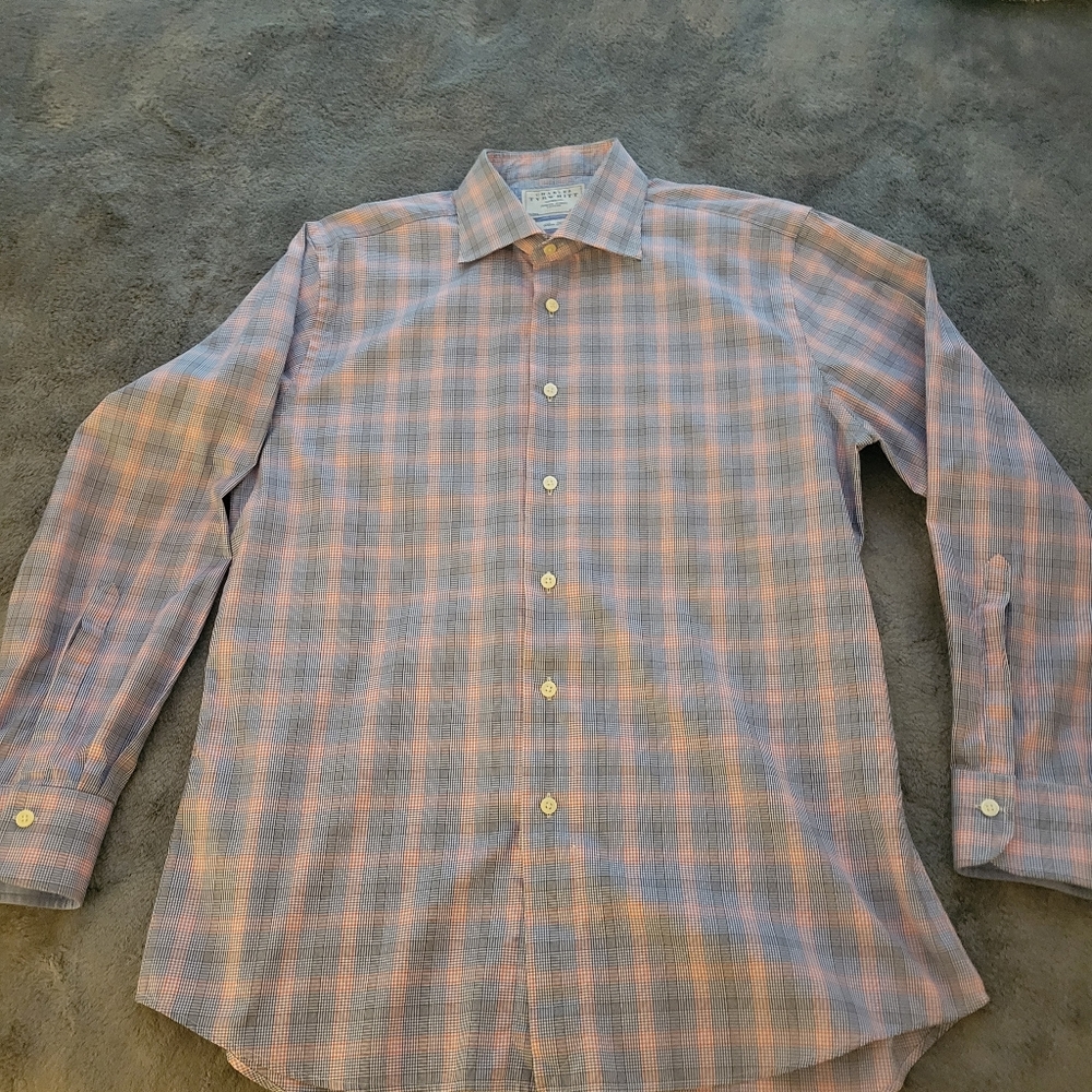 Charles Tyrwhitt Slim Fit Blue Plaid 16.5 x 34 Shirt